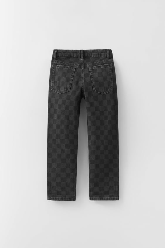 CHECKERED STRAIGHT JEANS