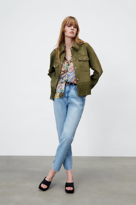 FAUX SUEDE FRINGED OVERSHIRT