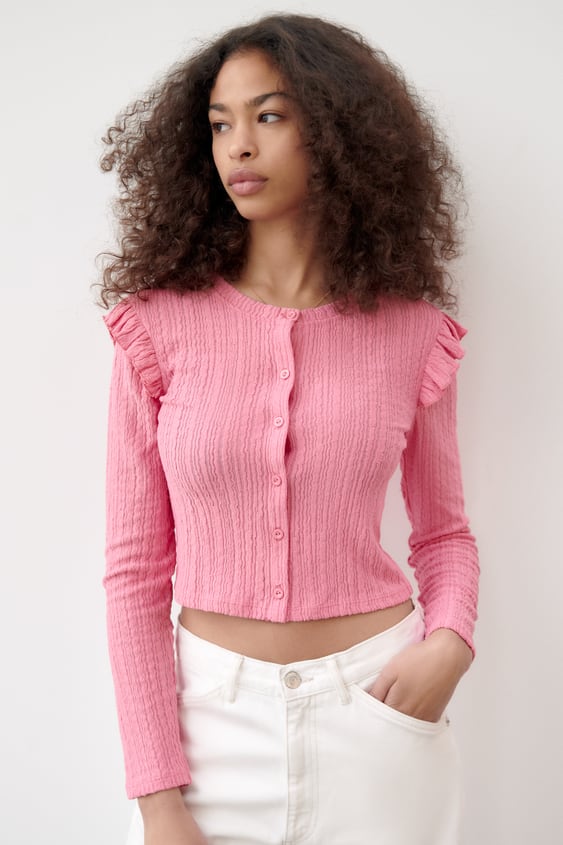 RUFFLED CARDIGAN