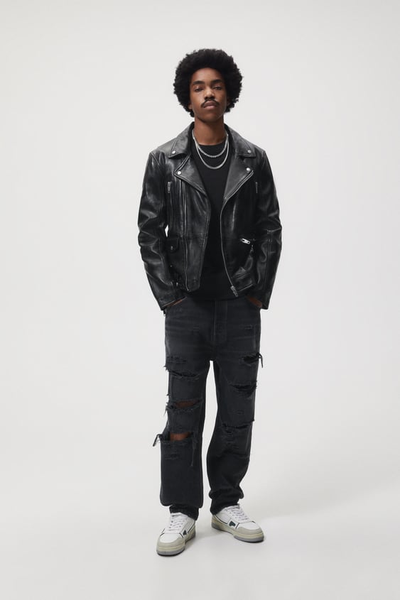 LEATHER BIKER JACKET