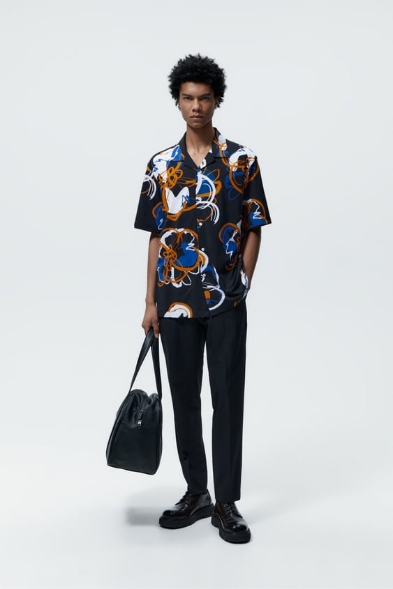 FLORAL PRINT STRETCH SHIRT