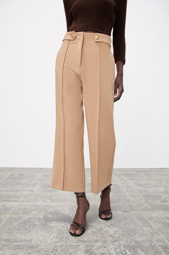 GOLD BUTTON STRAP PANTS