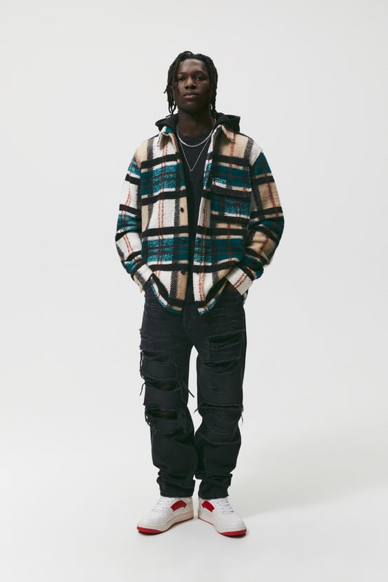 CONTRASTING HOODED OVERSHIRT