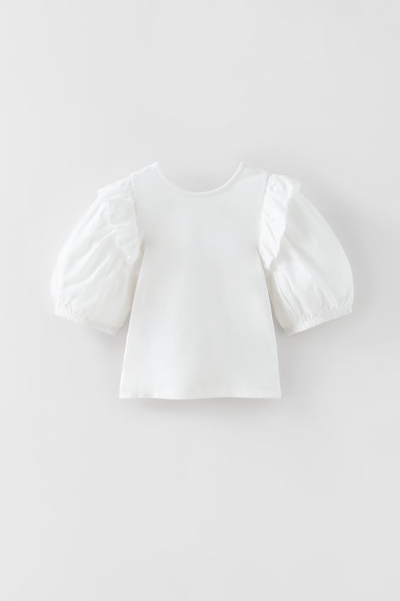 BALLOON SLEEVE RIB TOP