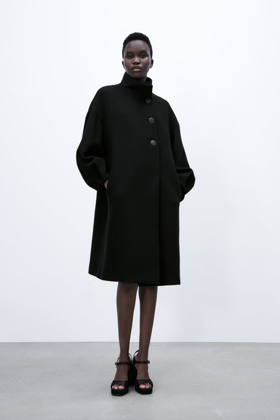 WOOL BLEND HIGH COLLAR COAT