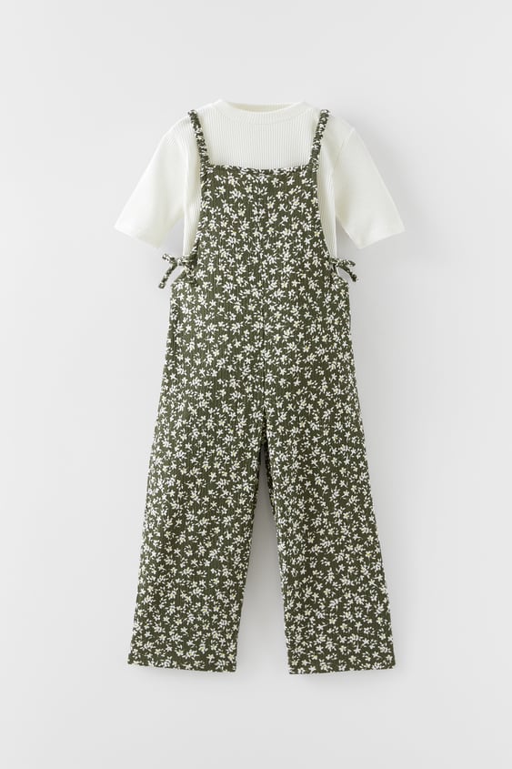 COMBINATION FLORAL RIB JUMPSUIT