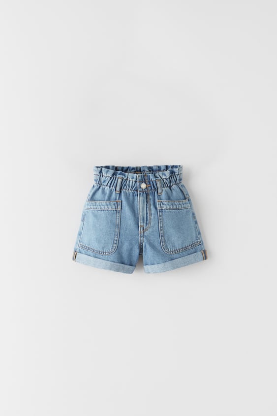 PAPERBAG WAIST DENIM SHORTS