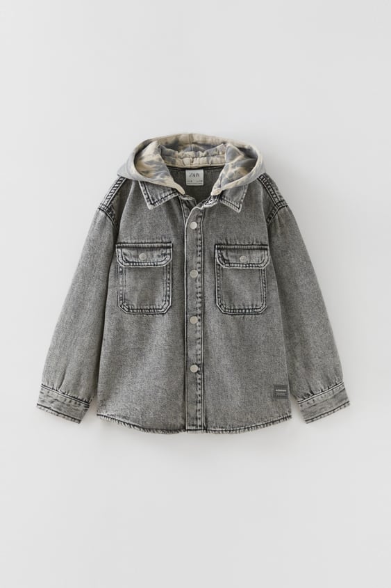 REMOVABLE HOOD DENIM OVERSHIRT