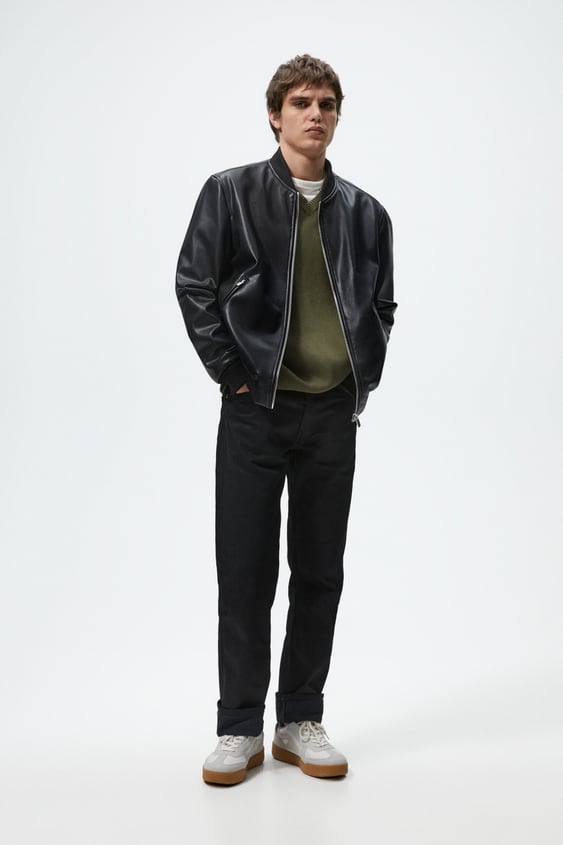 FAUX LEATHER BOMBER JACKET