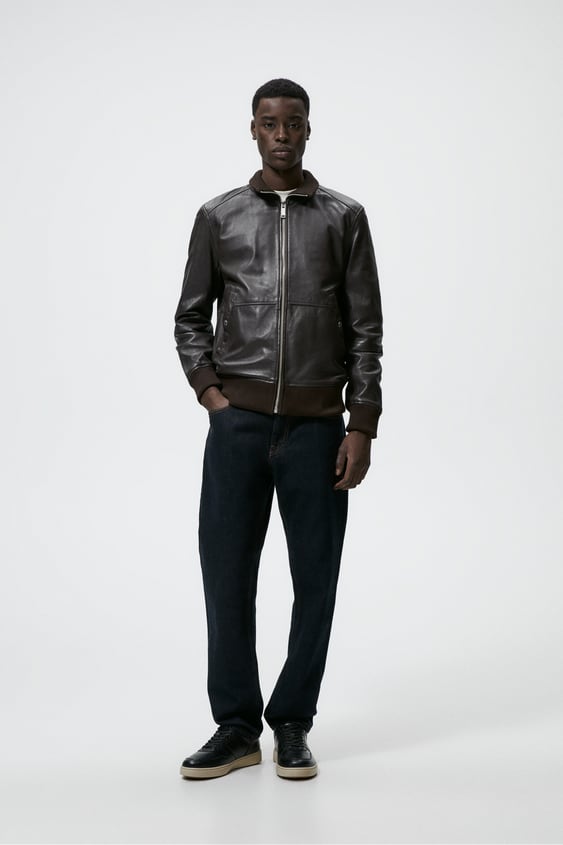 LEATHER BOMBER JACKET