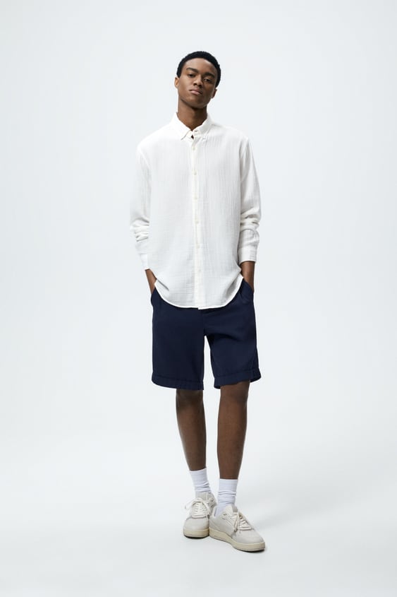 COTTON HERRINGBONE SHORTS