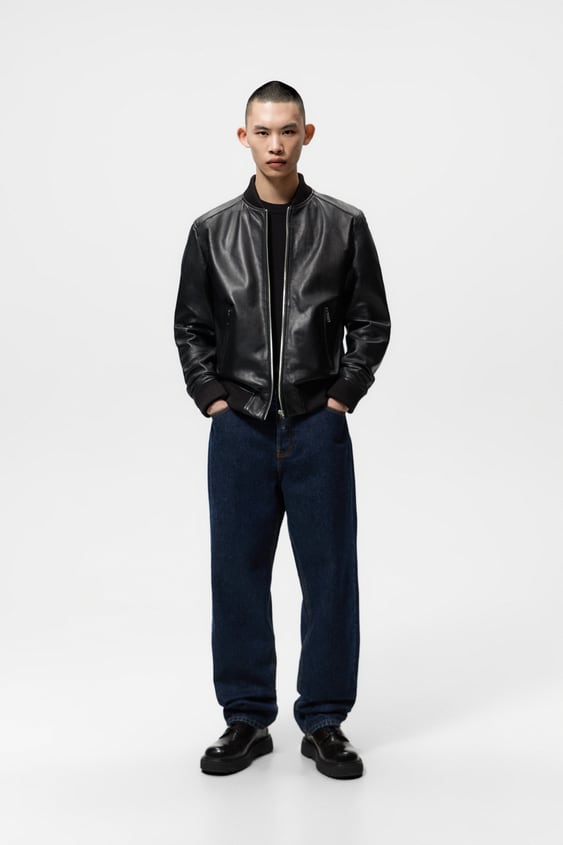 LEATHER BOMBER JACKET