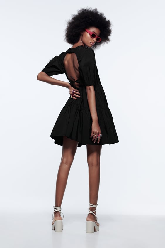 TIERED POPLIN DRESS