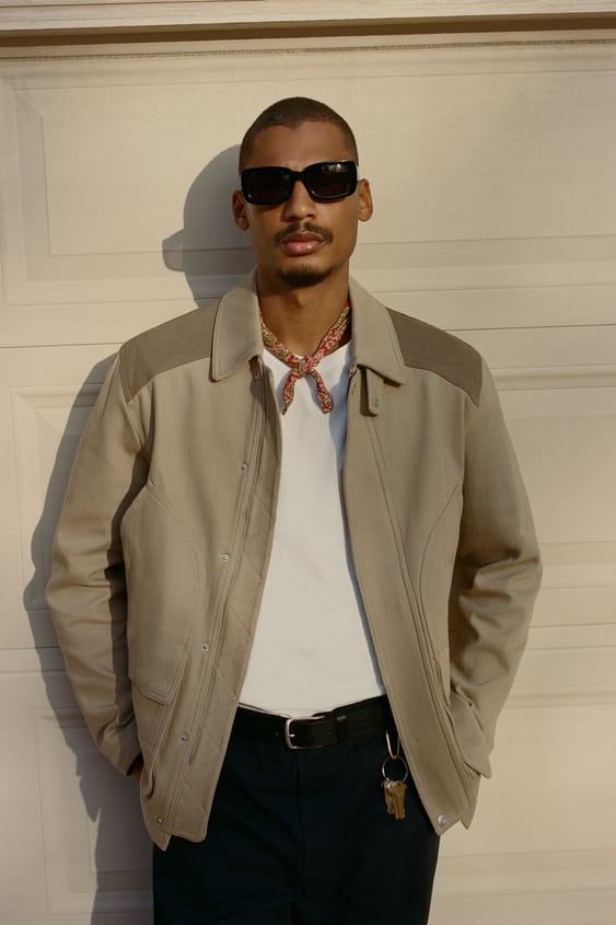 COLOR BLOCK COTTON JACKET