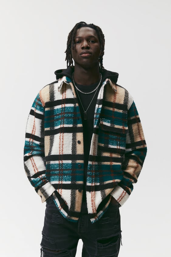 CONTRASTING HOODED OVERSHIRT