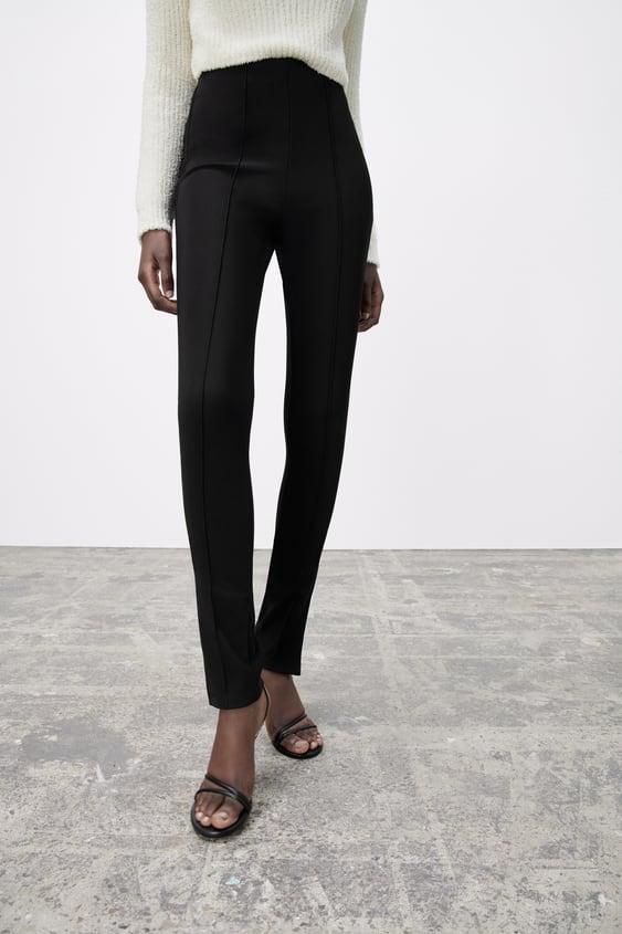 SIDE SLIT RIBBED LEGGINGS