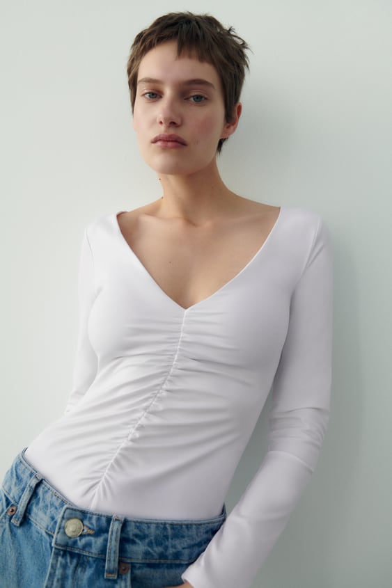 RUCHED ELASTIC BODYSUIT