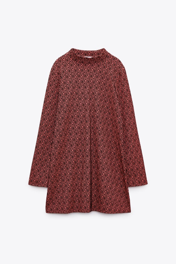 JACQUARD MOCK NECK DRESS