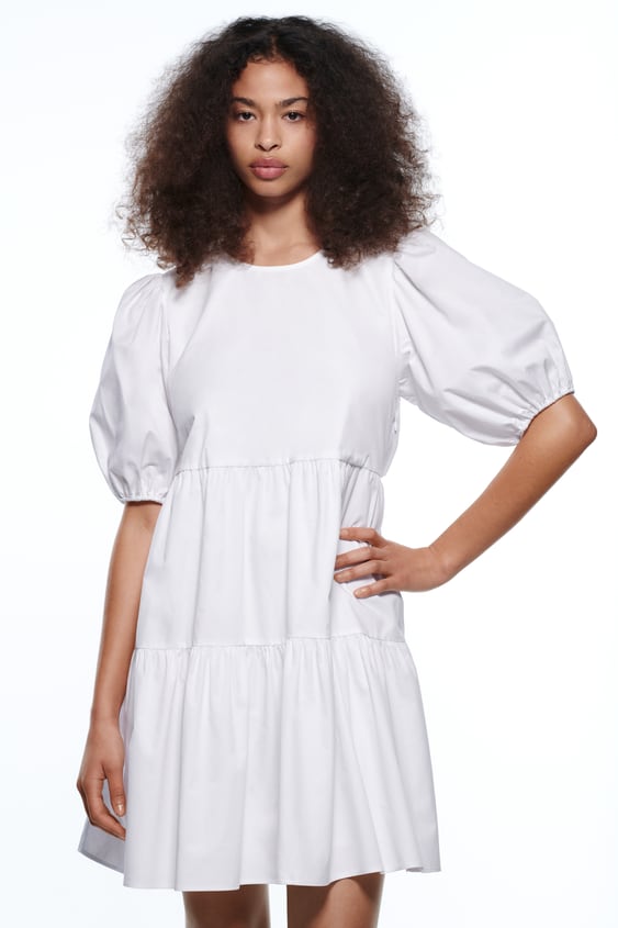 TIERED POPLIN DRESS