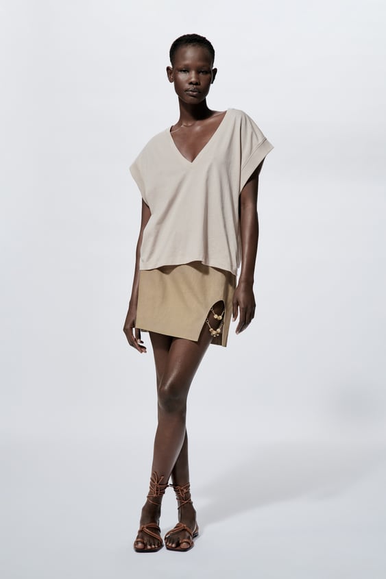V-NECK RIB T-SHIRT