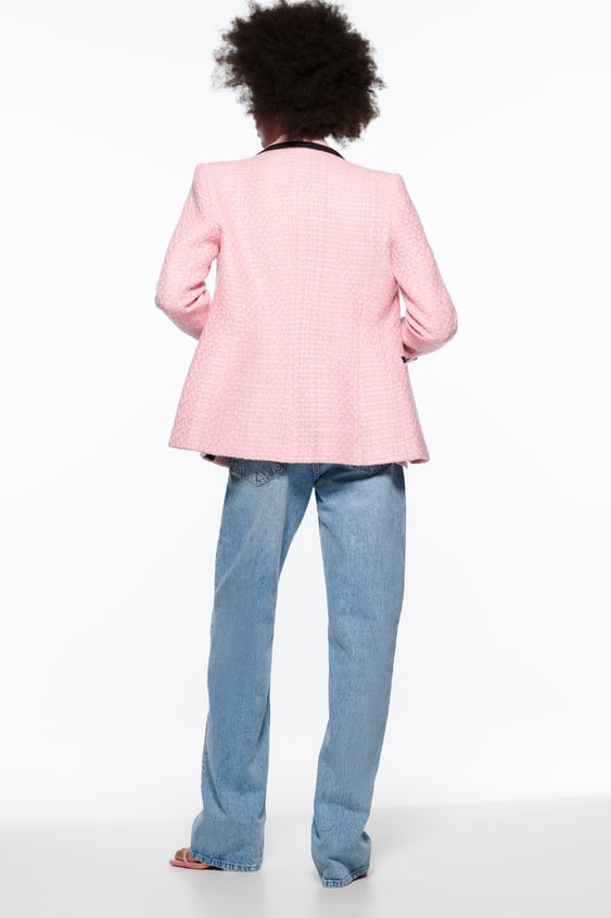 STRUCTURED BLAZER WITH CONTRASTING PIPING