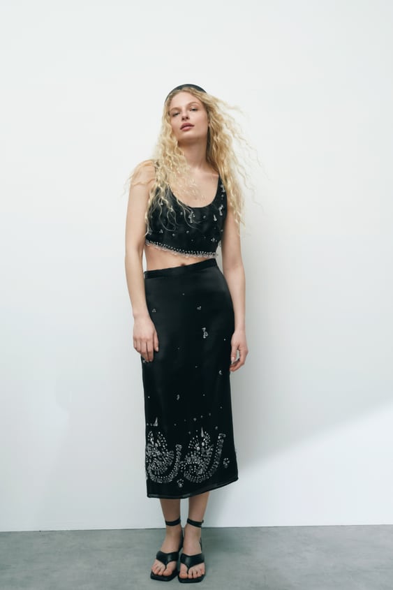 JEWEL TRIM SATIN EFFECT SKIRT LIMITED EDITION