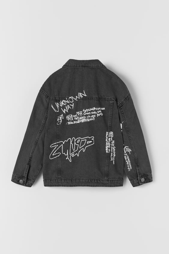 TEXT PRINT DENIM JACKET