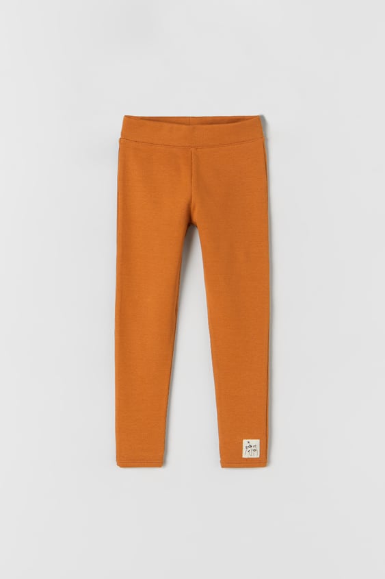 LABEL DETAIL RIBBED LEGGINGS