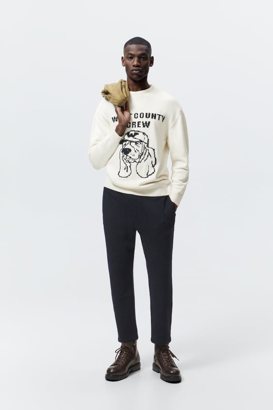 TEXTURED WEAVE JOGGING PANTS WITH ELASTIC WAISTBAND