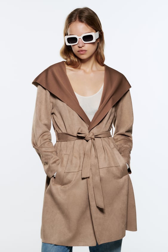 FAUX SUEDE HOODED JACKET