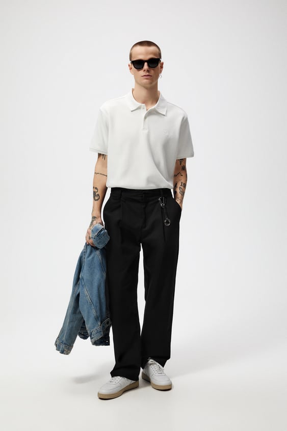 PIQU TEXTURED POLO SHIRT