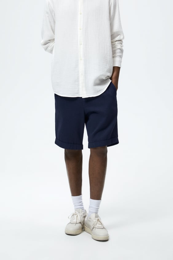 COTTON HERRINGBONE SHORTS