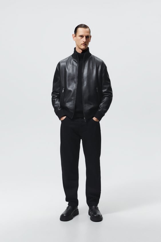 FAUX LEATHER BOMBER JACKET