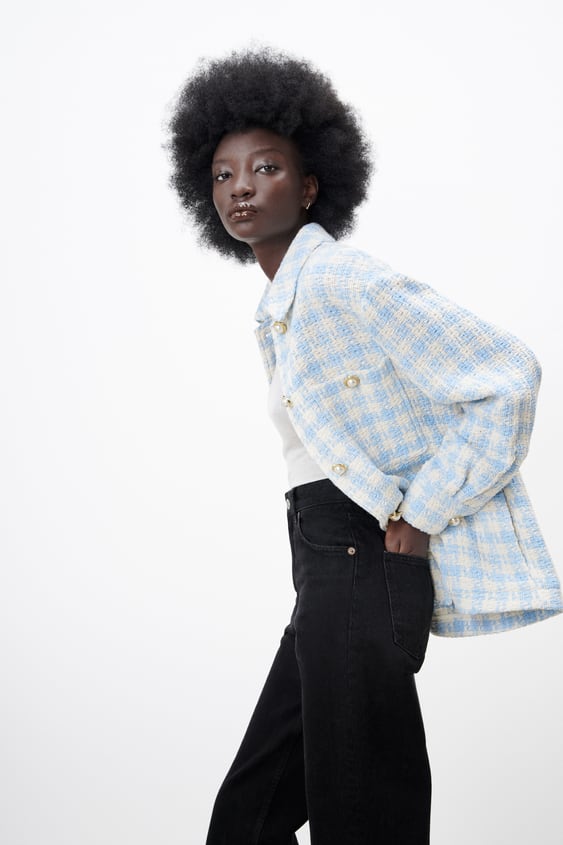 HOUNDSTOOTH TEXTURED OVERSHIRT