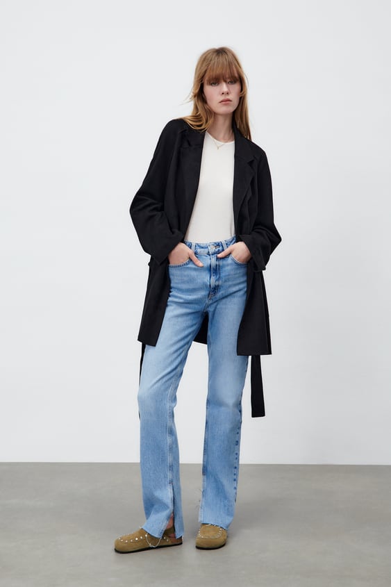 BELTED FAUX SUEDE JACKET