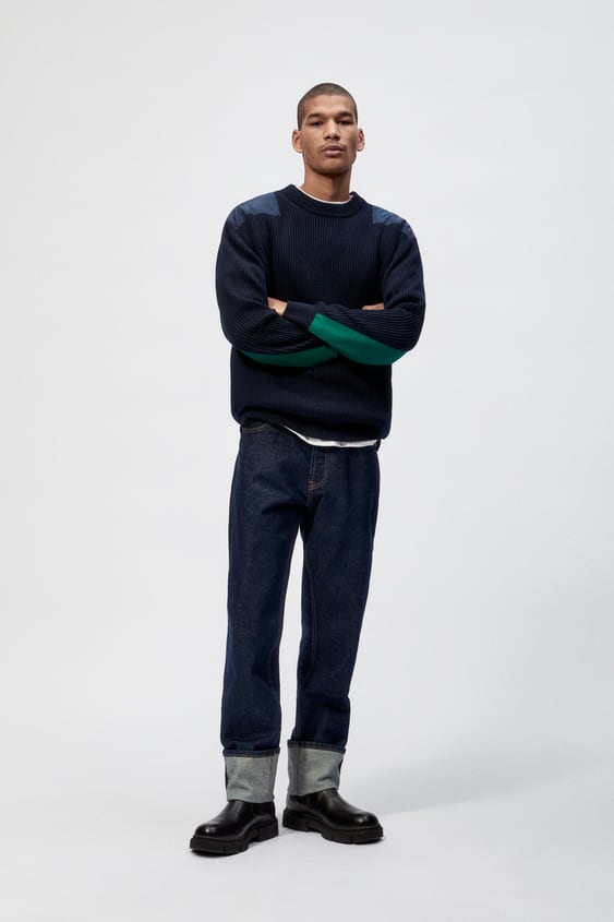 COMBINATION COLOR BLOCK SWEATER