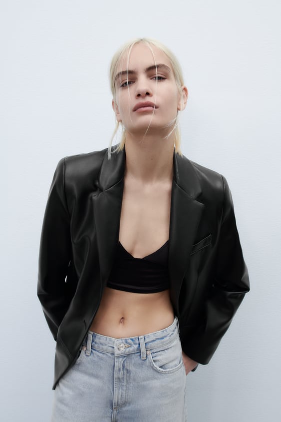 FAUX LEATHER BLAZER