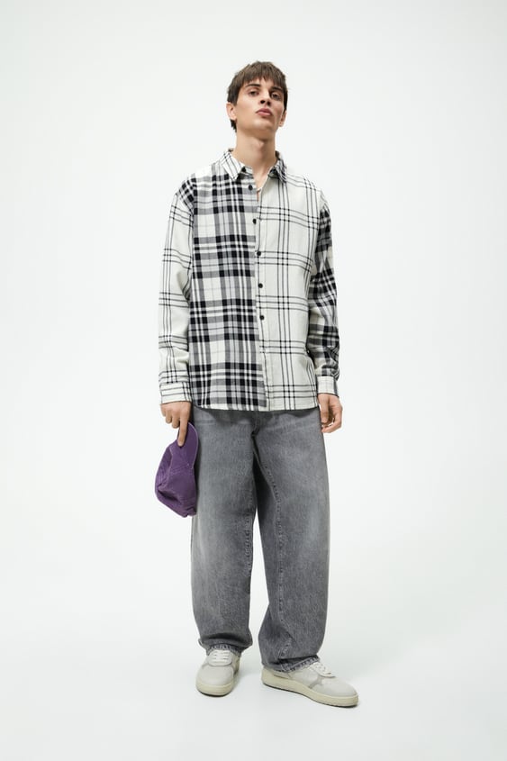 CONTRASTING PLAID SHIRT