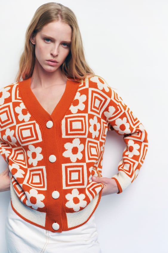 KNIT JACQUARD CARDIGAN