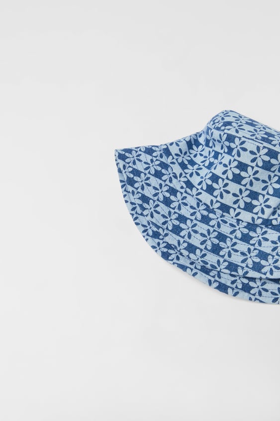 KIDS/ FLORAL RETRO DENIM BUCKET HAT
