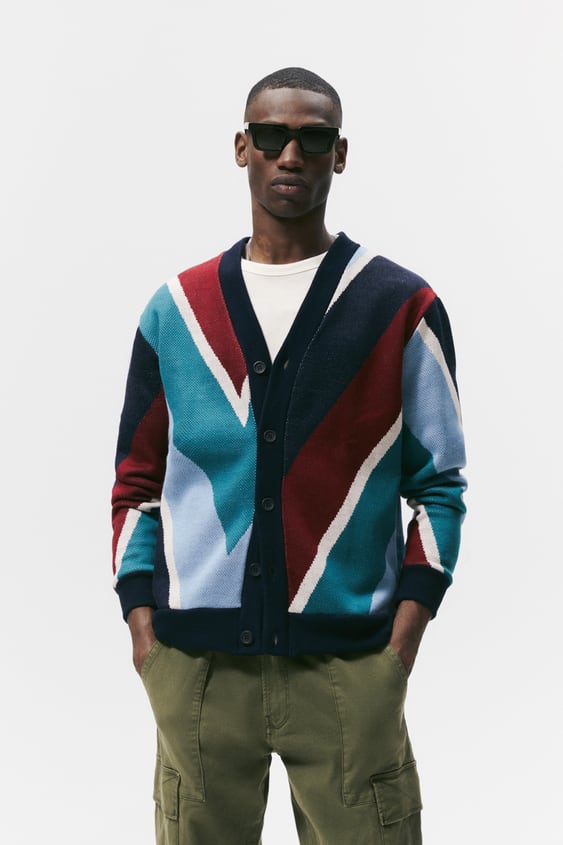 GEOMETRIC JACQUARD CARDIGAN