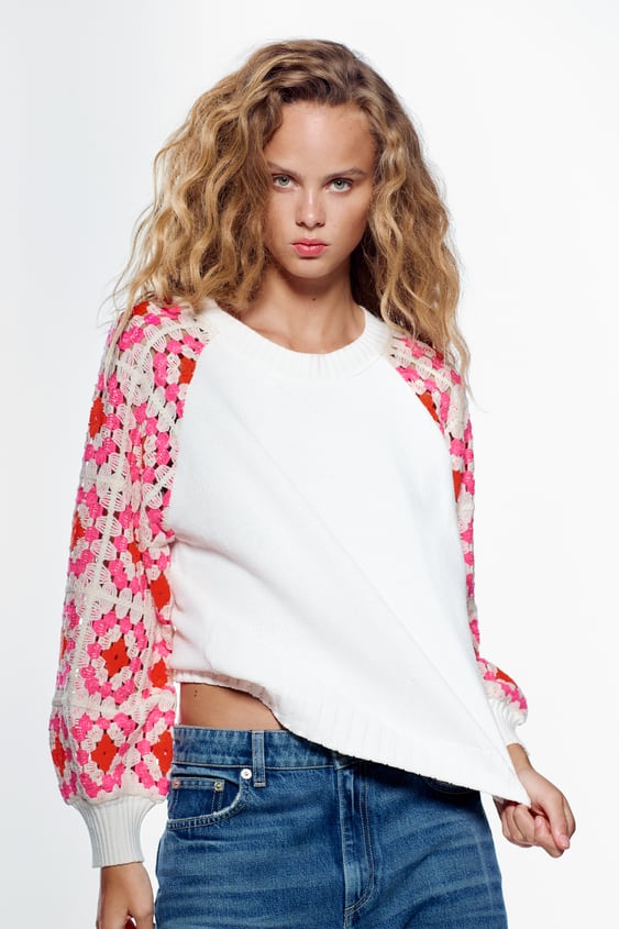 CHENILLE CROCHETED SWEATSHIRT