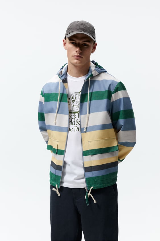 HOODED STRIPED JACKET
