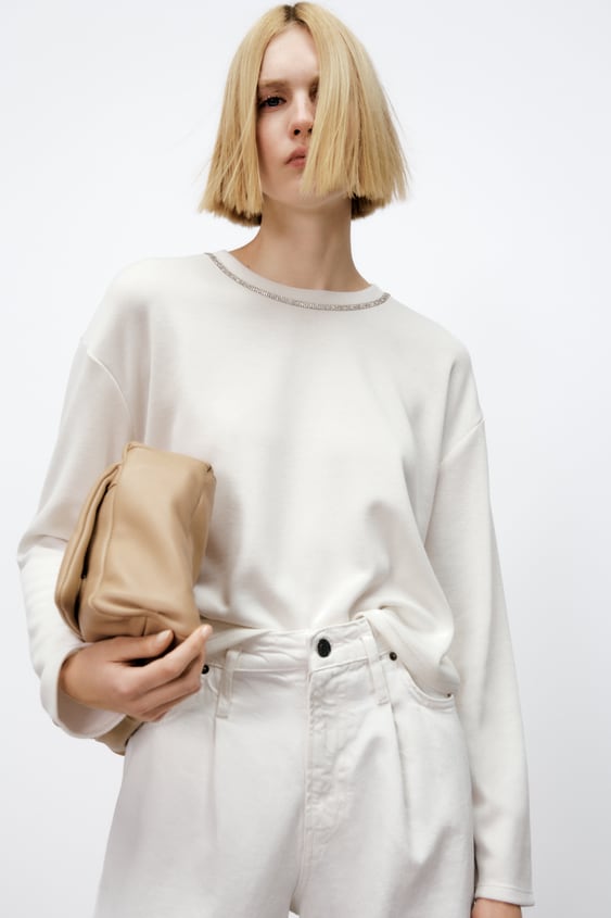 JEWEL TRIM SOFT SWEATER