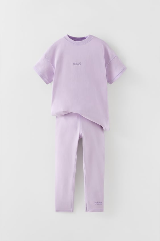 TEXT DETAIL T-SHIRT AND LEGGINGS PACK