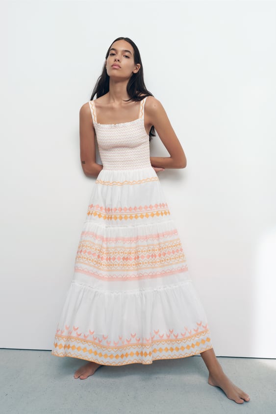 TIERED EMBROIDERED DRESS