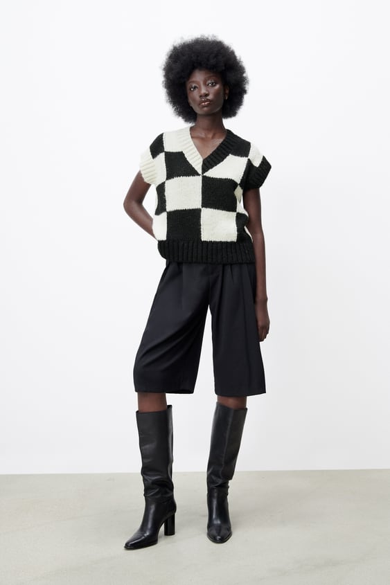 PLAID KNIT VEST