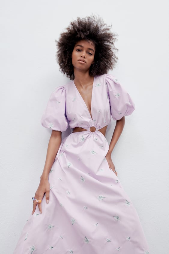 CUT OUT POPLIN DRESS