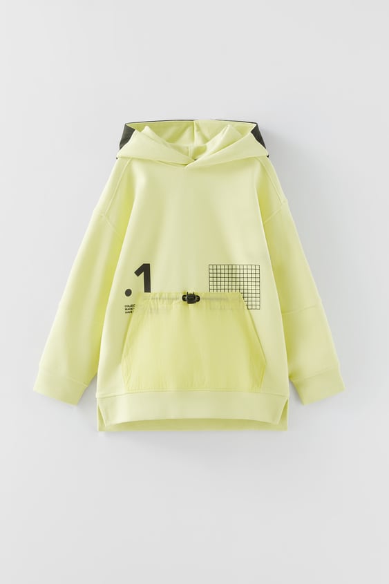 NYLON SPORTY KANGAROO SWEATSHIRT