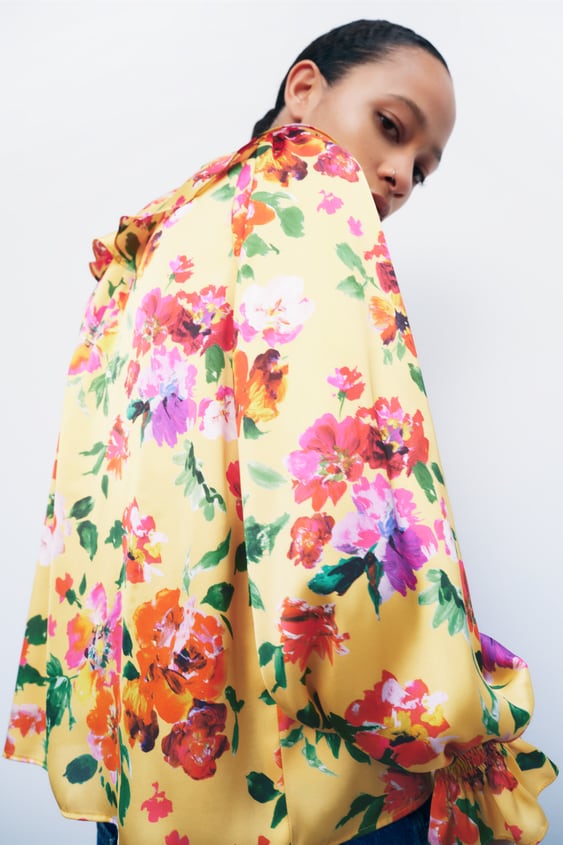 FLORAL PRINT RUFFLED SHIRT